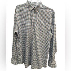 johnnie-O Beige and Blue Checkered Shirt
